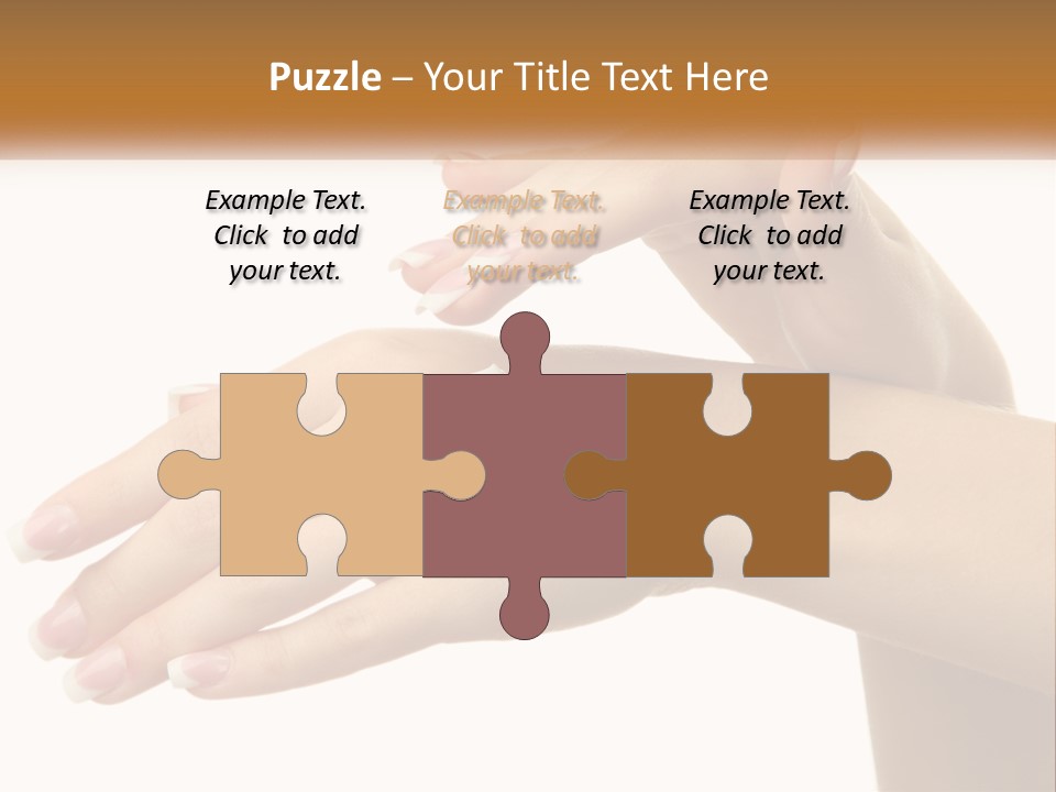 A Woman's Hands With White Nail Polish On Them PowerPoint Template