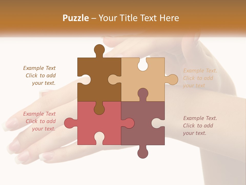 A Woman's Hands With White Nail Polish On Them PowerPoint Template