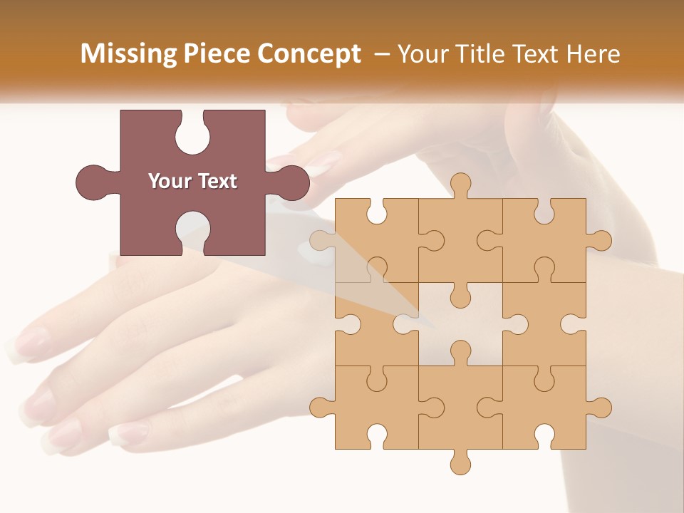 A Woman's Hands With White Nail Polish On Them PowerPoint Template