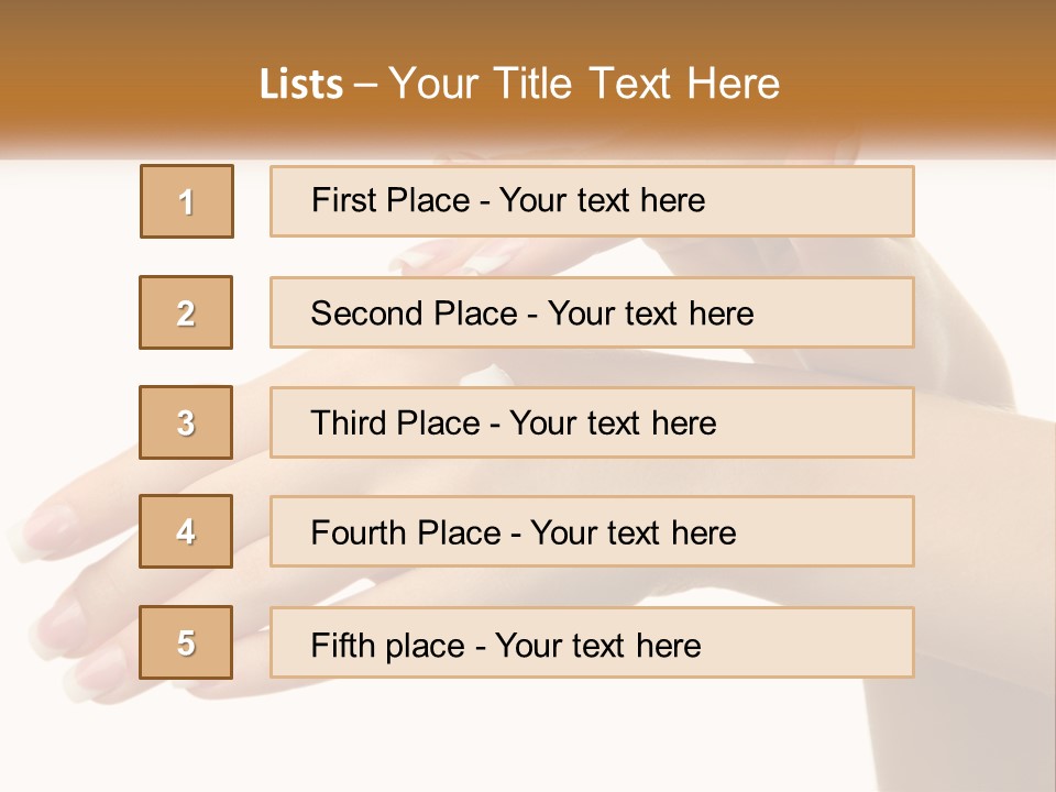 A Woman's Hands With White Nail Polish On Them PowerPoint Template