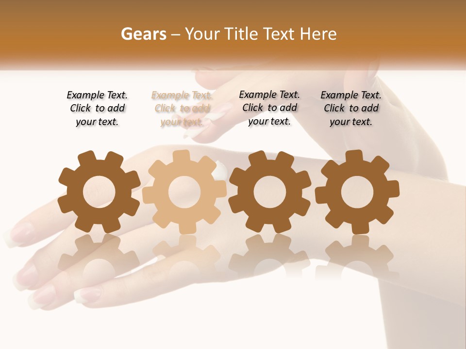 A Woman's Hands With White Nail Polish On Them PowerPoint Template