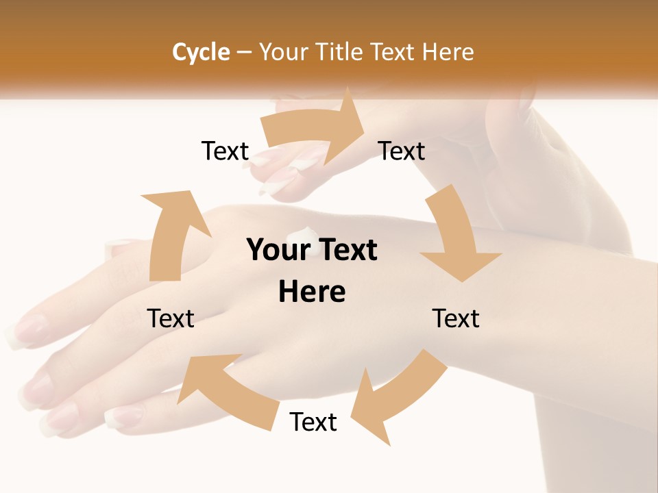 A Woman's Hands With White Nail Polish On Them PowerPoint Template