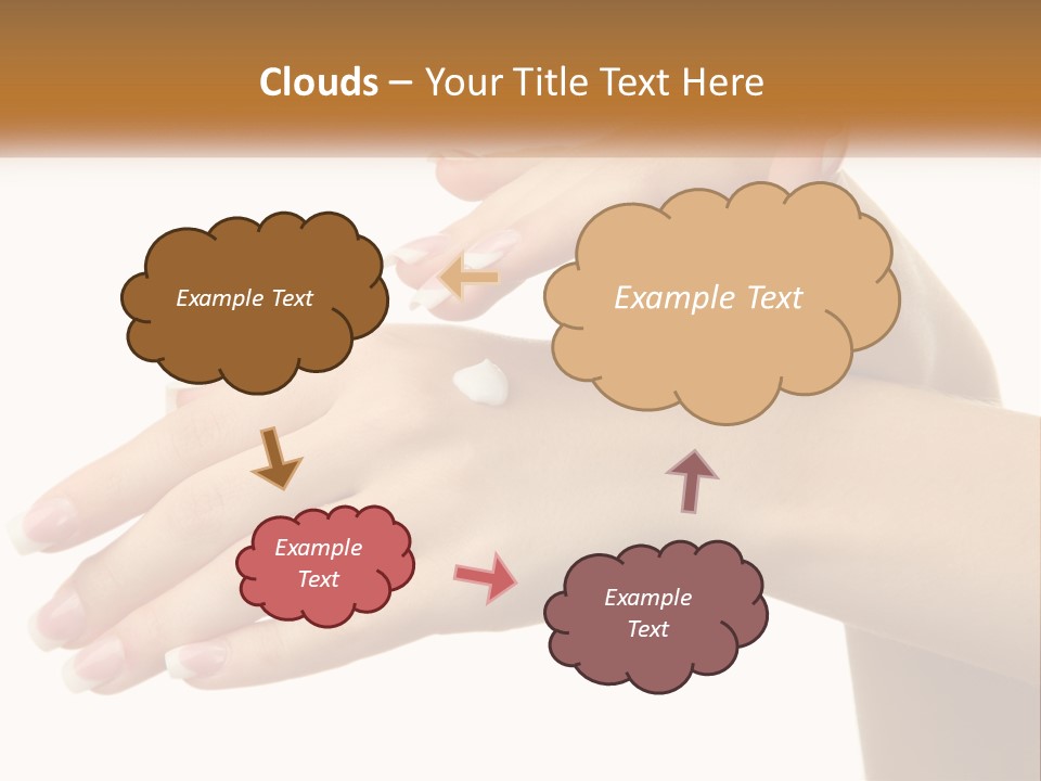 A Woman's Hands With White Nail Polish On Them PowerPoint Template