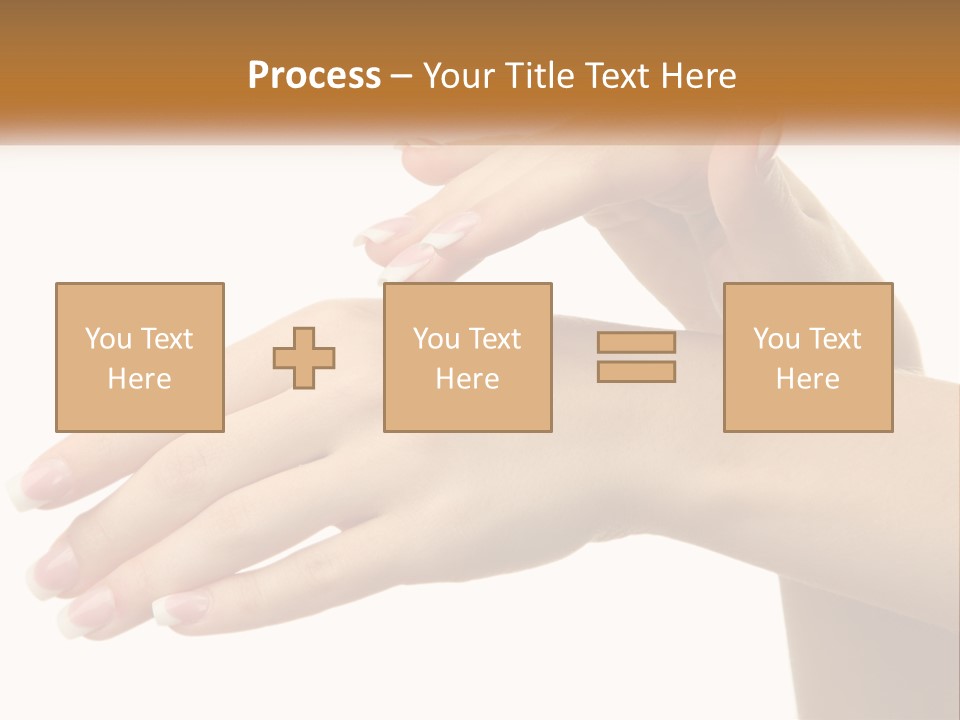 A Woman's Hands With White Nail Polish On Them PowerPoint Template