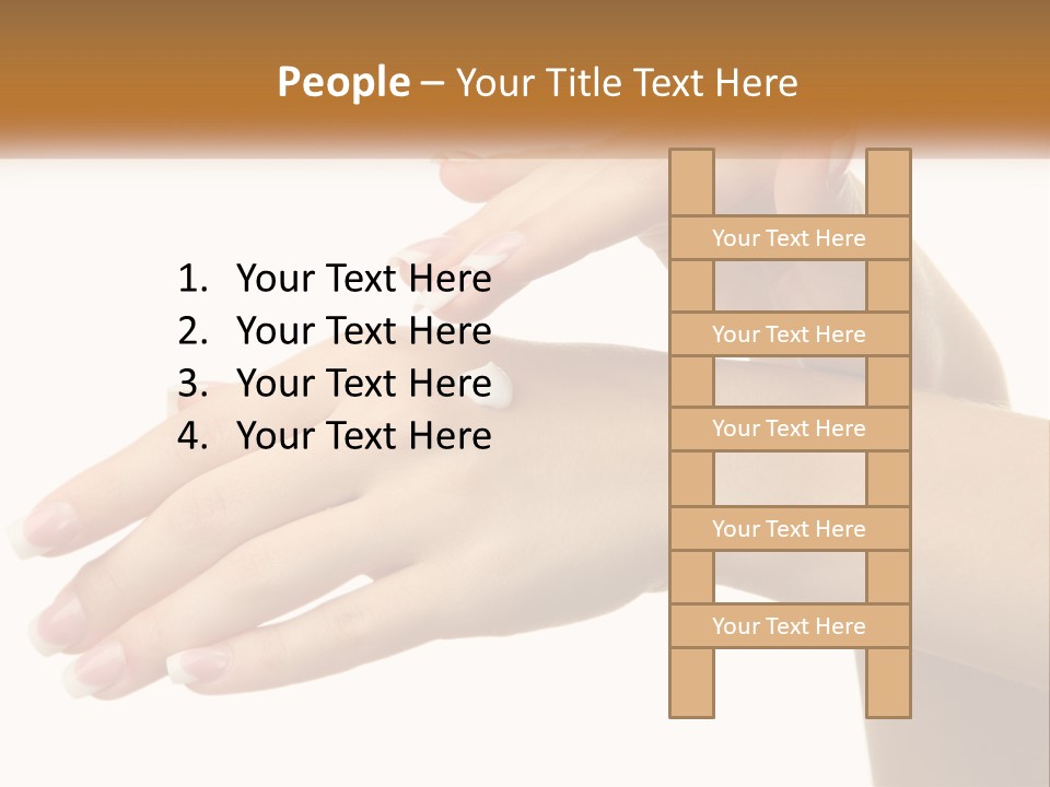 A Woman's Hands With White Nail Polish On Them PowerPoint Template