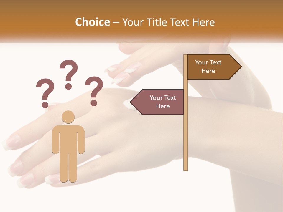 A Woman's Hands With White Nail Polish On Them PowerPoint Template