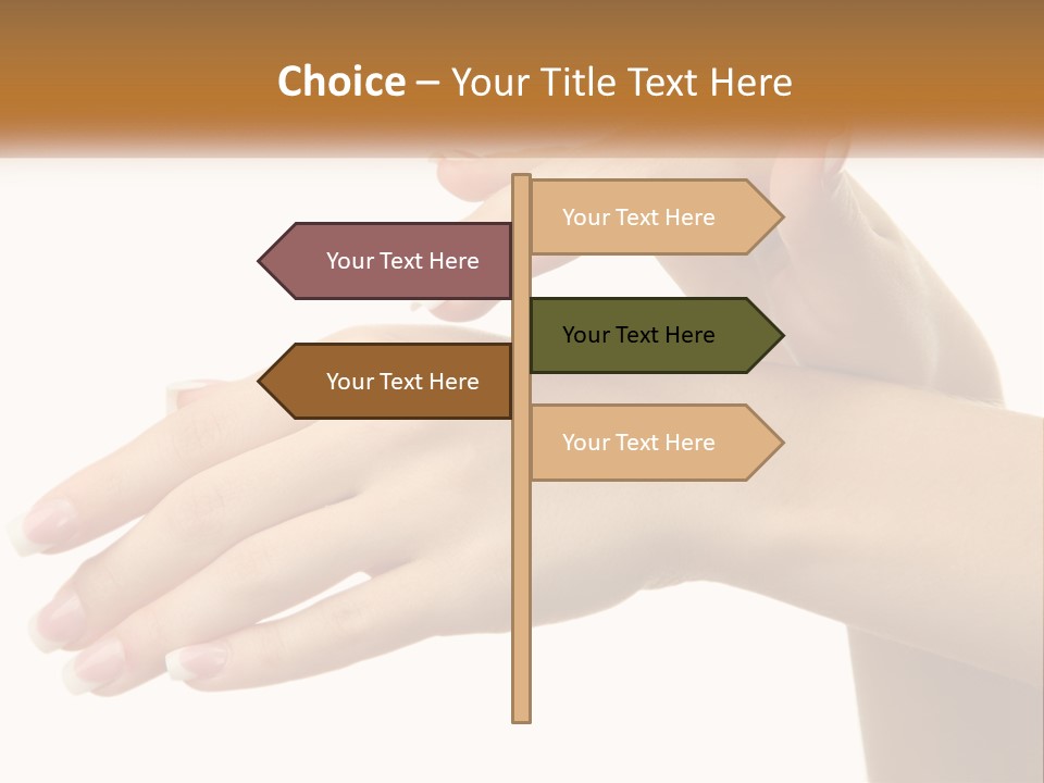 A Woman's Hands With White Nail Polish On Them PowerPoint Template