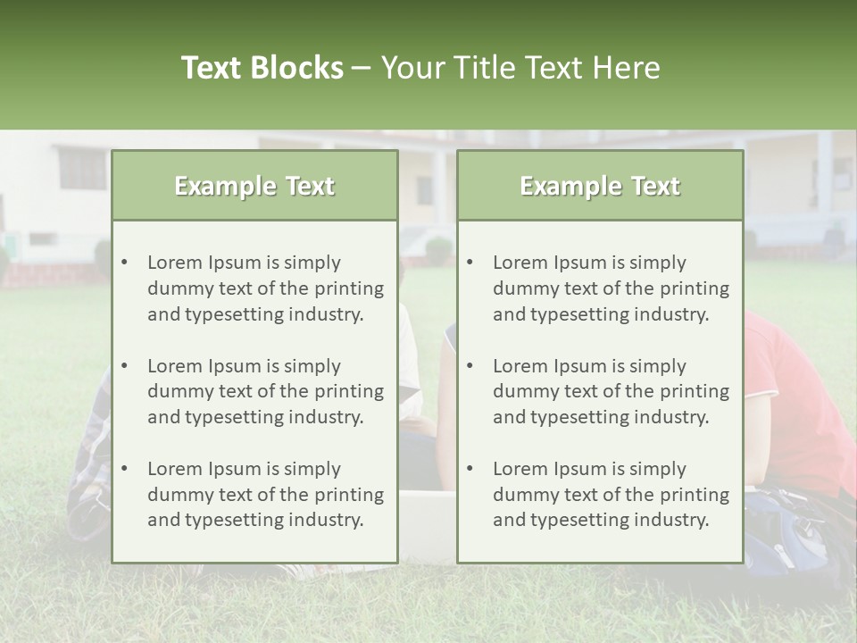 A Group Of People Sitting On The Grass With A Laptop PowerPoint Template