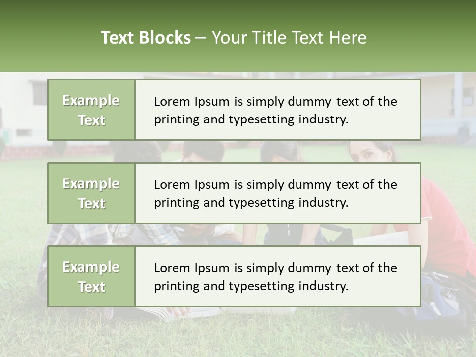 A Group Of People Sitting On The Grass With A Laptop PowerPoint Template