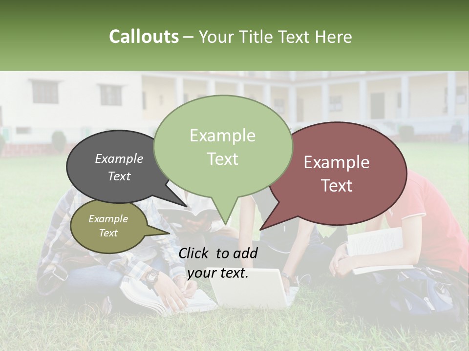 A Group Of People Sitting On The Grass With A Laptop PowerPoint Template