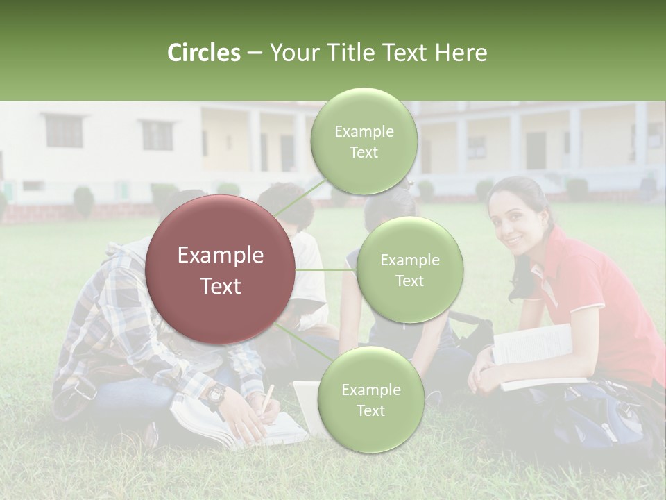 A Group Of People Sitting On The Grass With A Laptop PowerPoint Template