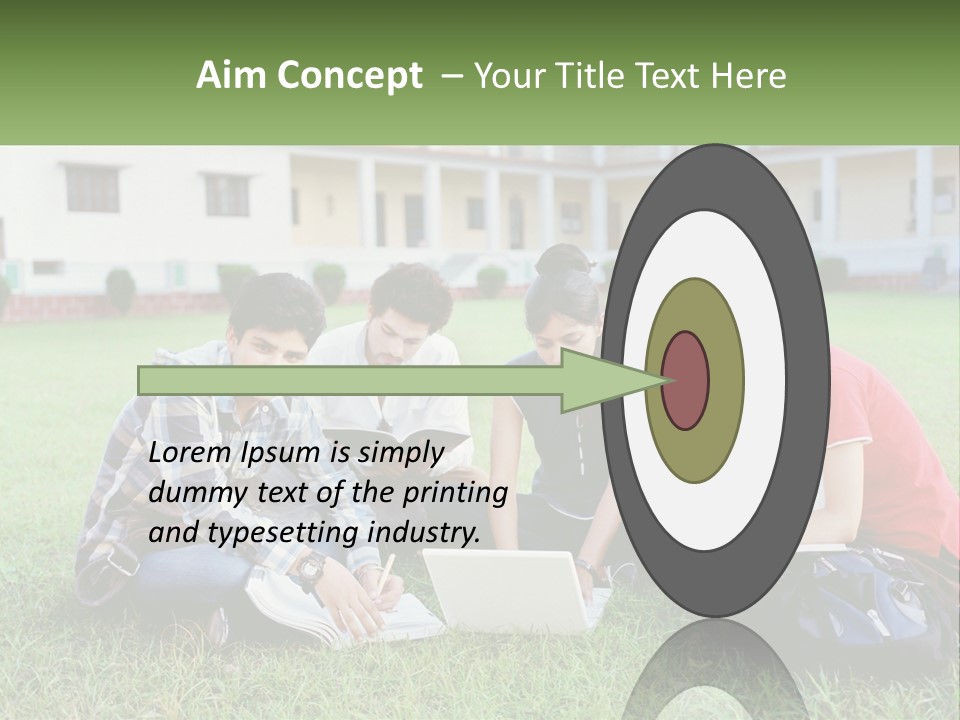 A Group Of People Sitting On The Grass With A Laptop PowerPoint Template