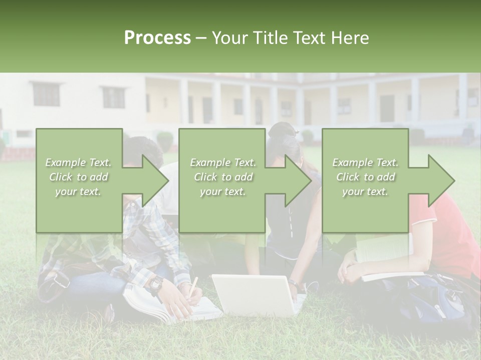 A Group Of People Sitting On The Grass With A Laptop PowerPoint Template