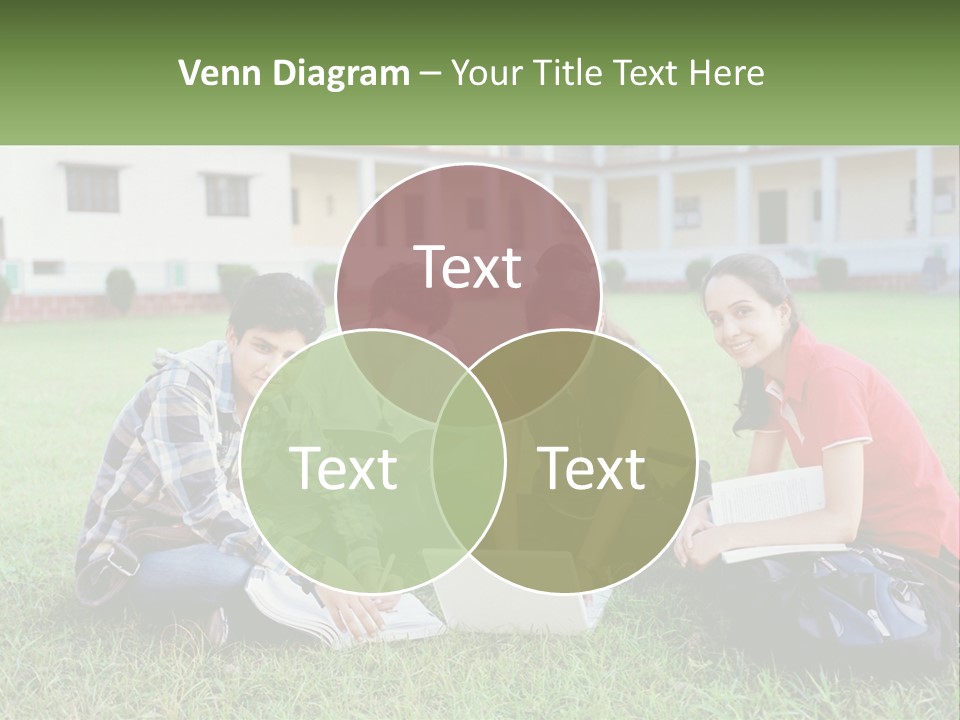 A Group Of People Sitting On The Grass With A Laptop PowerPoint Template