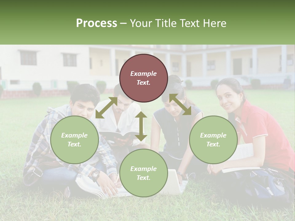 A Group Of People Sitting On The Grass With A Laptop PowerPoint Template