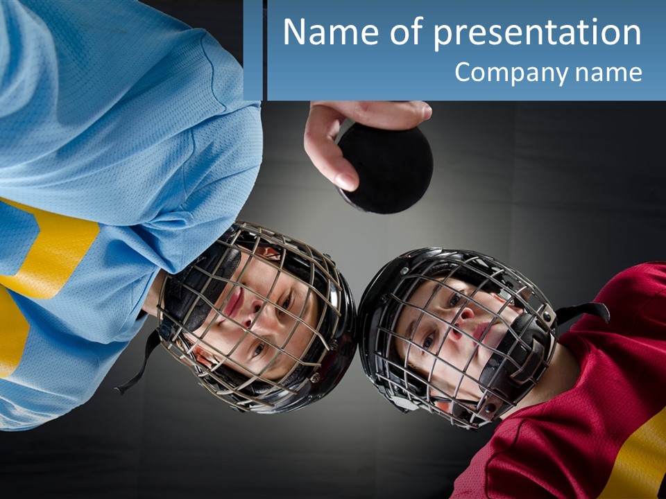 A Man And A Woman Wearing Hockey Helmets PowerPoint Template