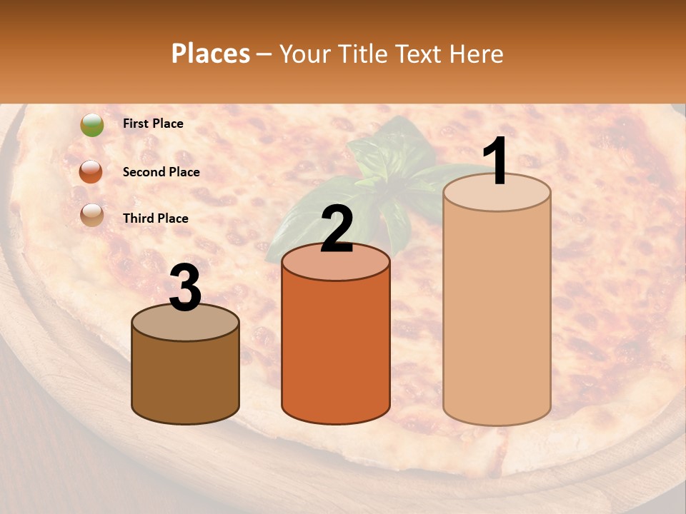 A Pizza On A Wooden Plate On A Table PowerPoint Template