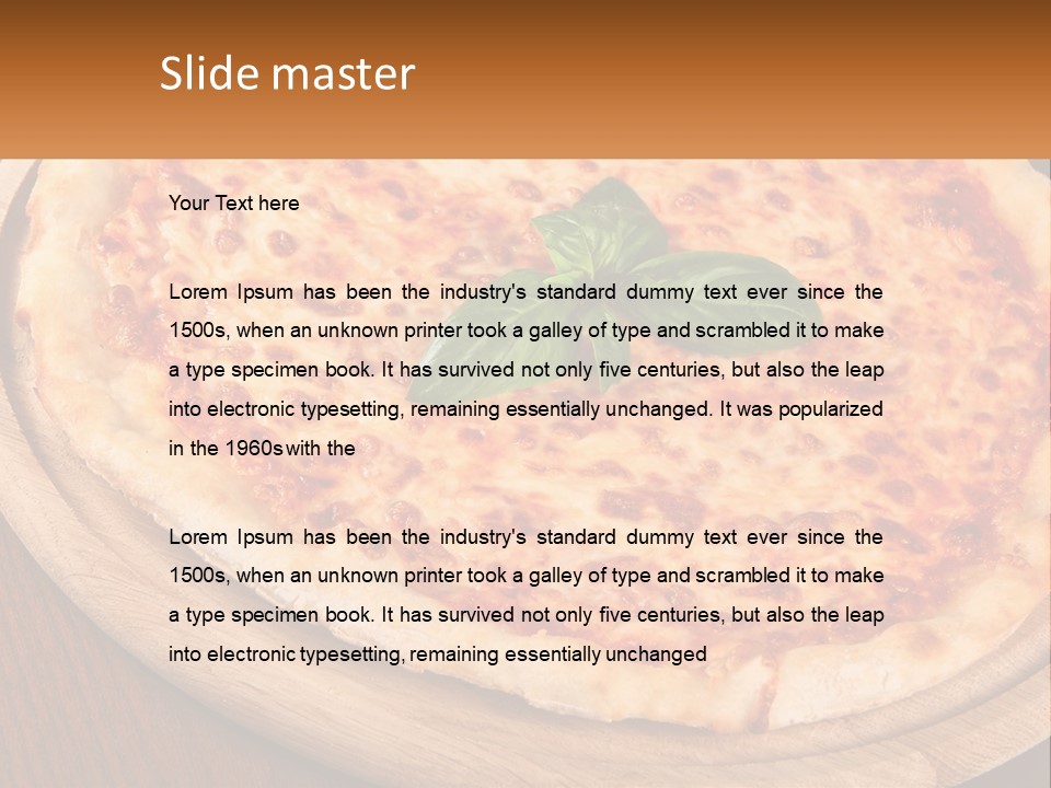 A Pizza On A Wooden Plate On A Table PowerPoint Template