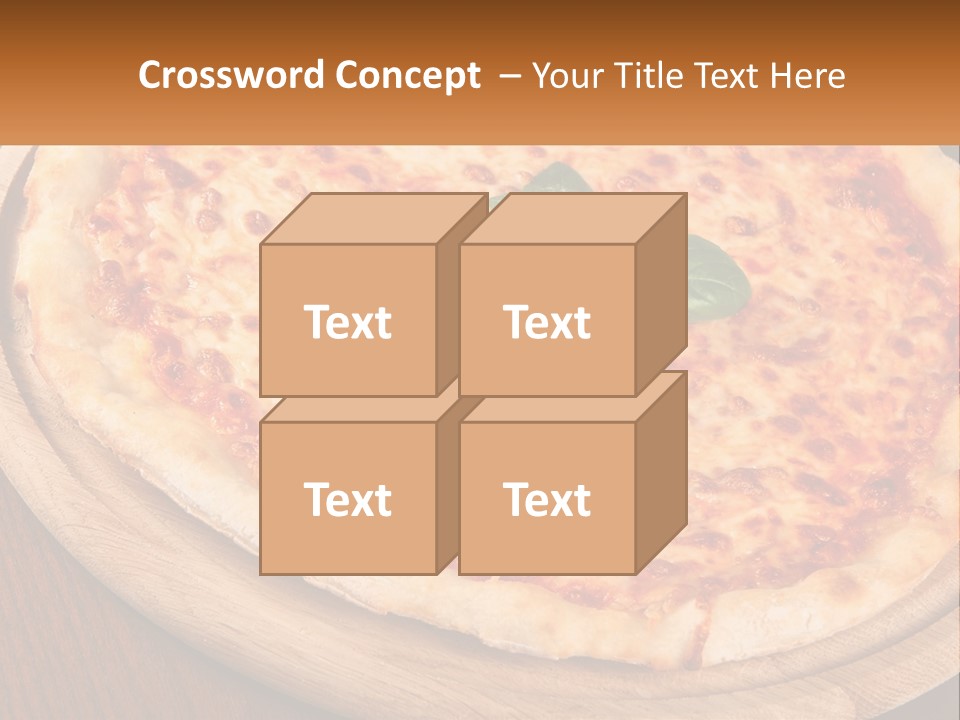 A Pizza On A Wooden Plate On A Table PowerPoint Template