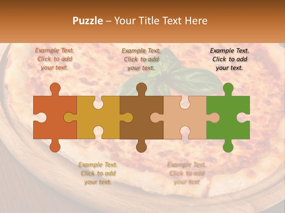 A Pizza On A Wooden Plate On A Table PowerPoint Template
