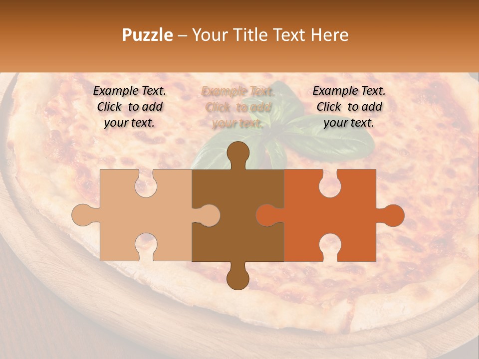 A Pizza On A Wooden Plate On A Table PowerPoint Template