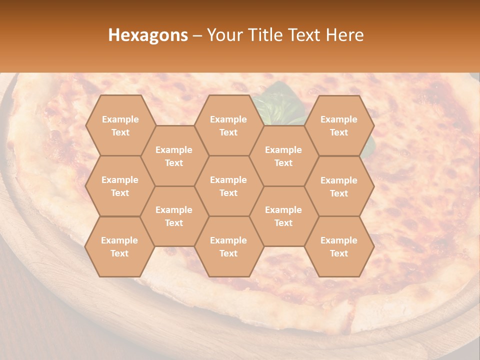 A Pizza On A Wooden Plate On A Table PowerPoint Template