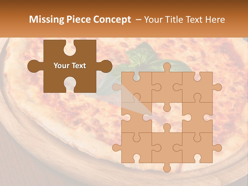 A Pizza On A Wooden Plate On A Table PowerPoint Template