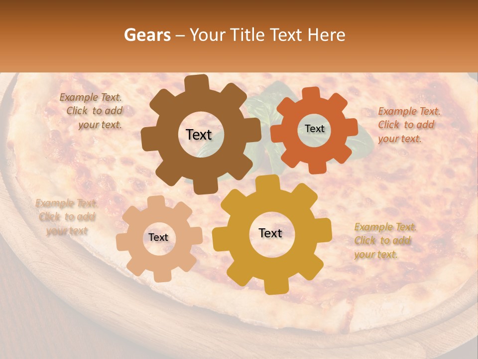 A Pizza On A Wooden Plate On A Table PowerPoint Template