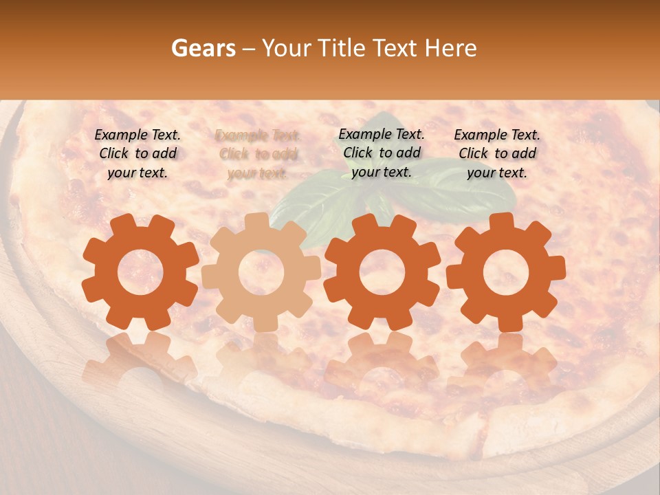 A Pizza On A Wooden Plate On A Table PowerPoint Template