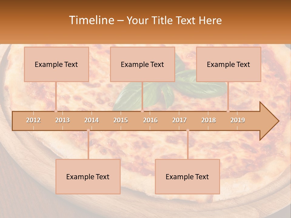 A Pizza On A Wooden Plate On A Table PowerPoint Template