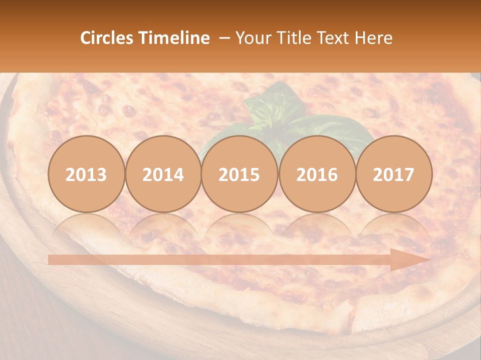 A Pizza On A Wooden Plate On A Table PowerPoint Template
