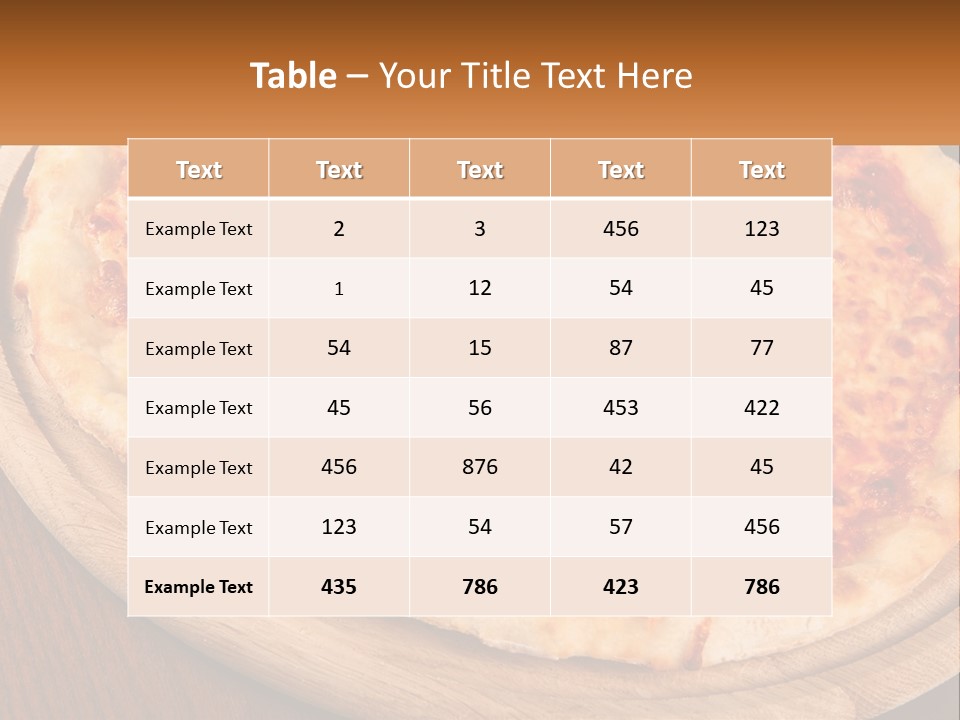 A Pizza On A Wooden Plate On A Table PowerPoint Template