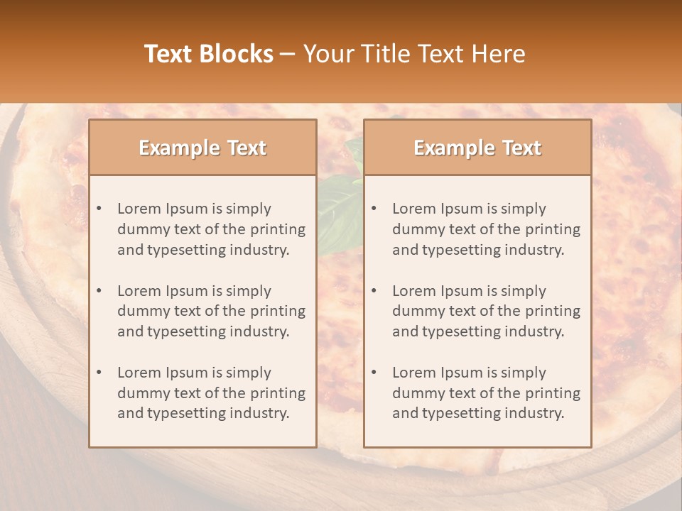 A Pizza On A Wooden Plate On A Table PowerPoint Template