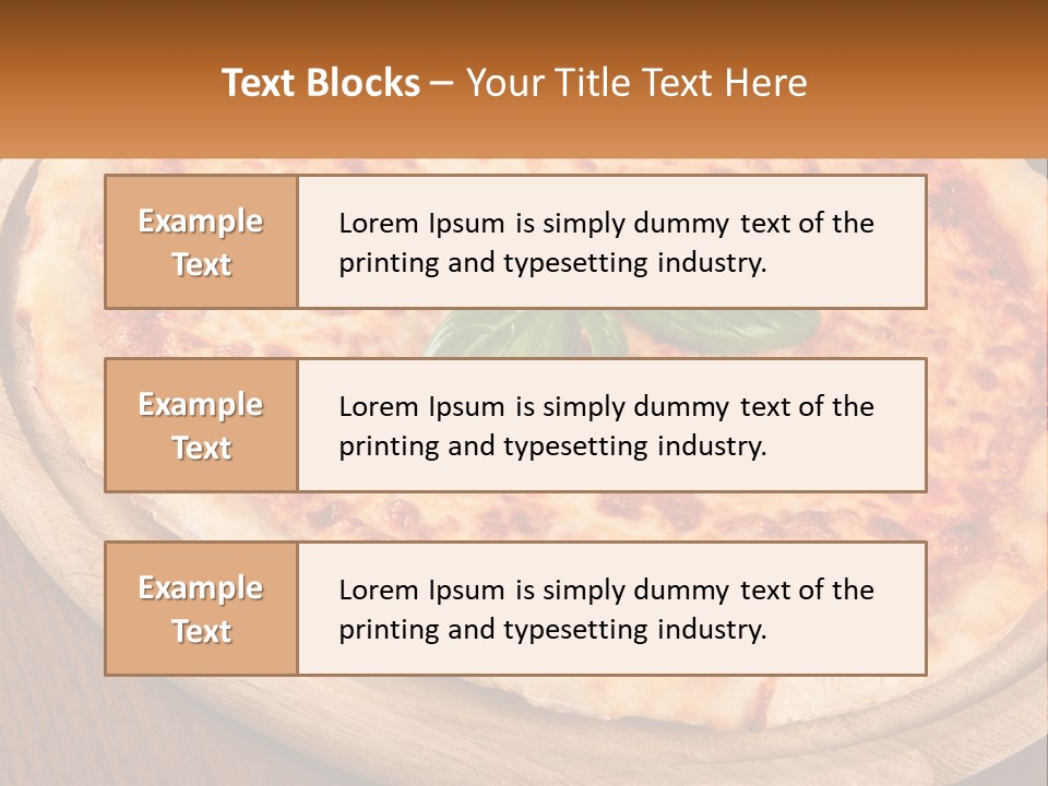 A Pizza On A Wooden Plate On A Table PowerPoint Template