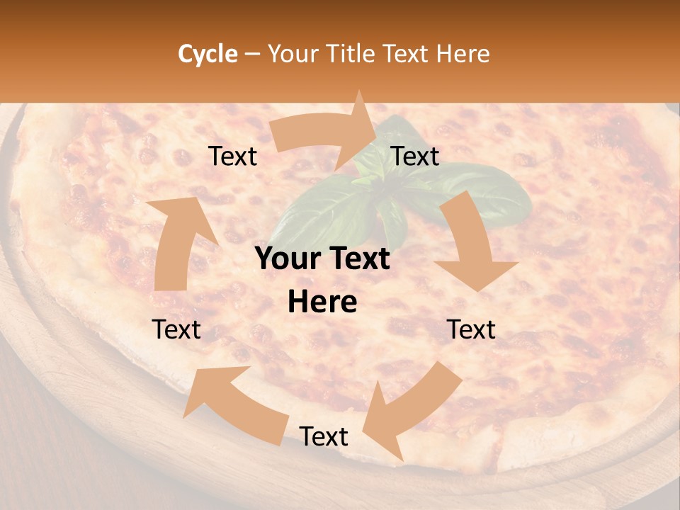 A Pizza On A Wooden Plate On A Table PowerPoint Template