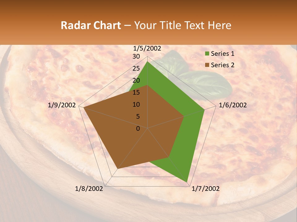 A Pizza On A Wooden Plate On A Table PowerPoint Template