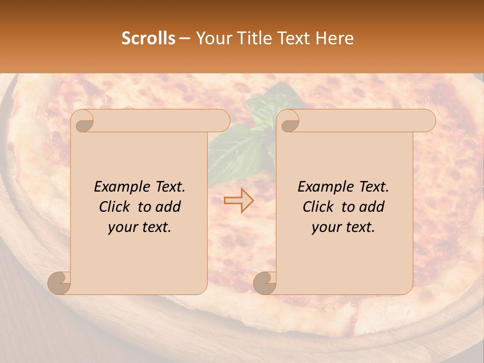 A Pizza On A Wooden Plate On A Table PowerPoint Template