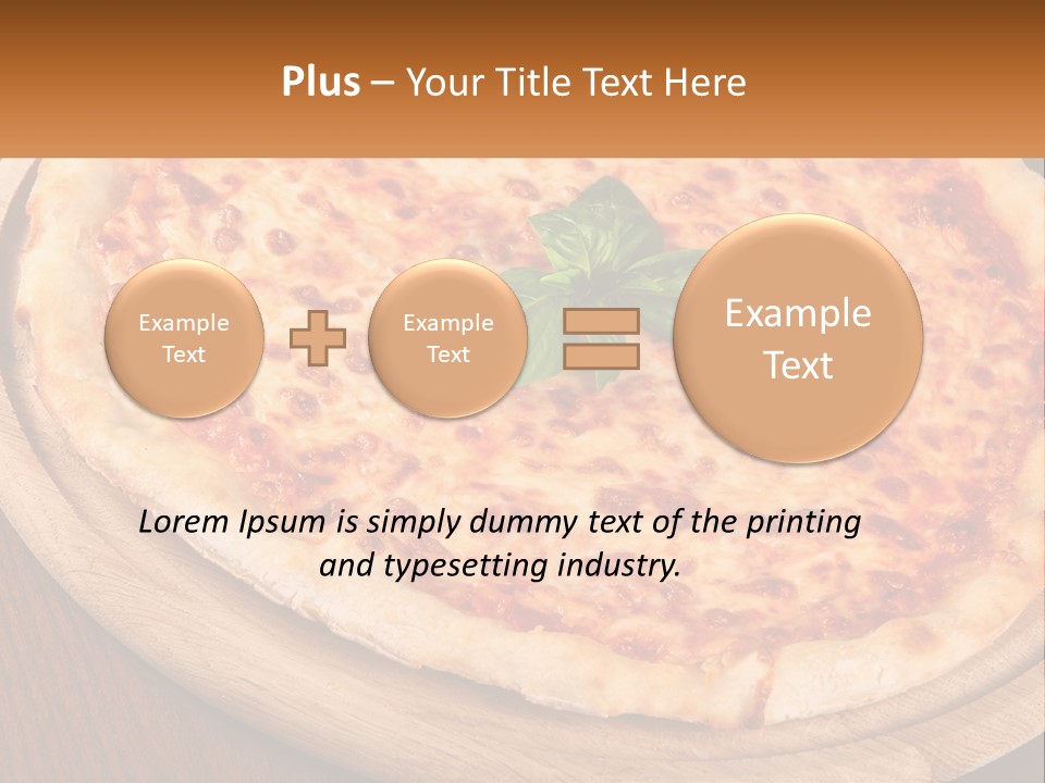 A Pizza On A Wooden Plate On A Table PowerPoint Template