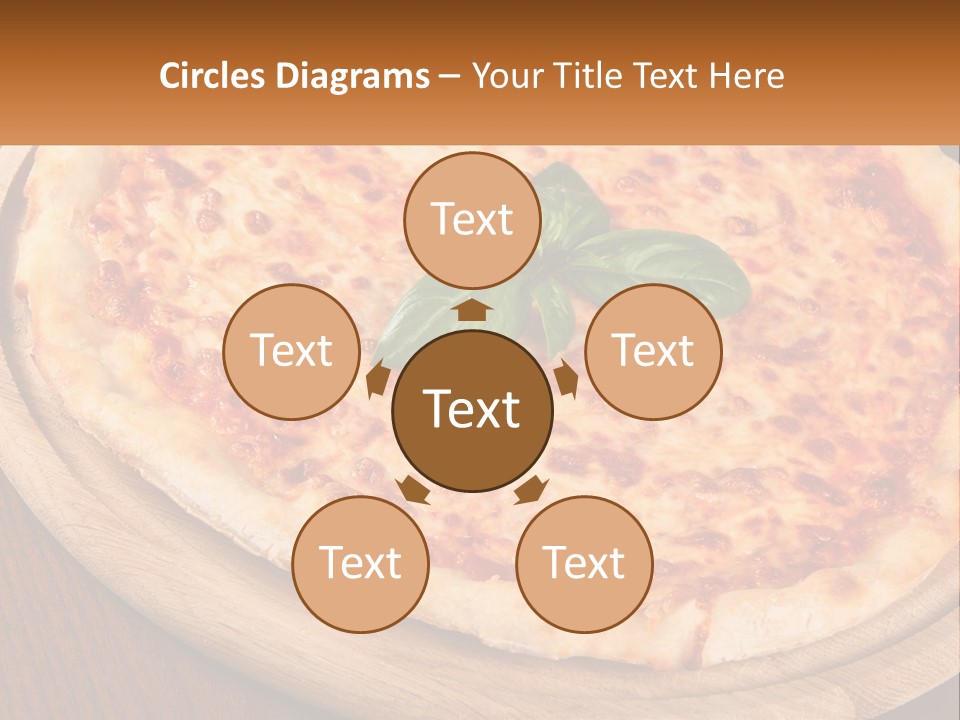 A Pizza On A Wooden Plate On A Table PowerPoint Template