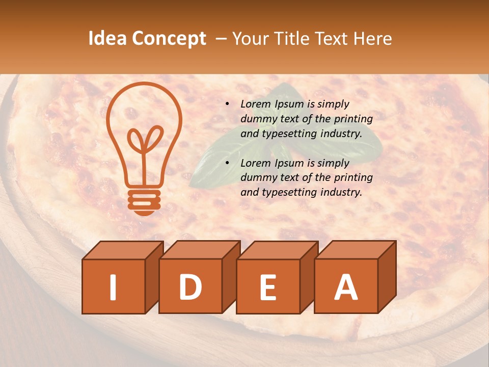 A Pizza On A Wooden Plate On A Table PowerPoint Template