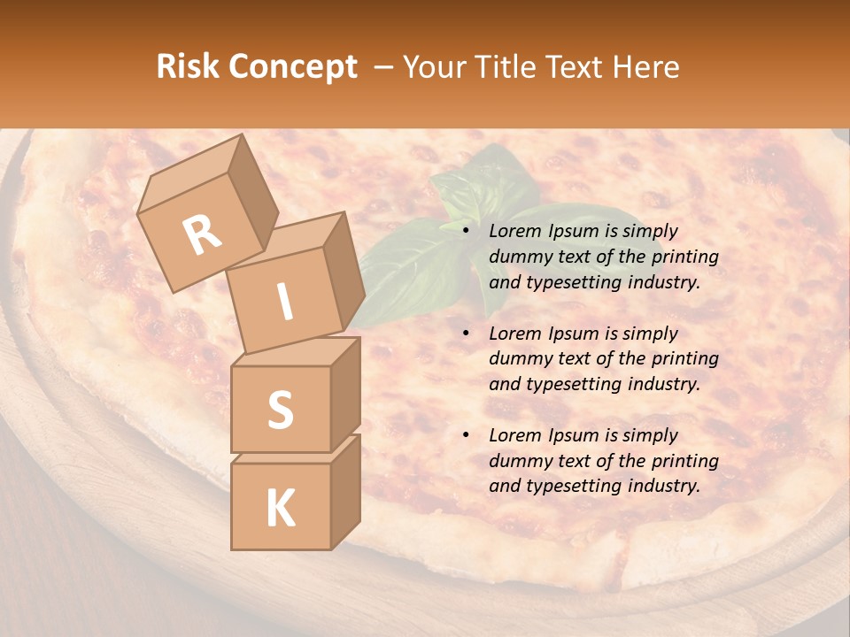 A Pizza On A Wooden Plate On A Table PowerPoint Template