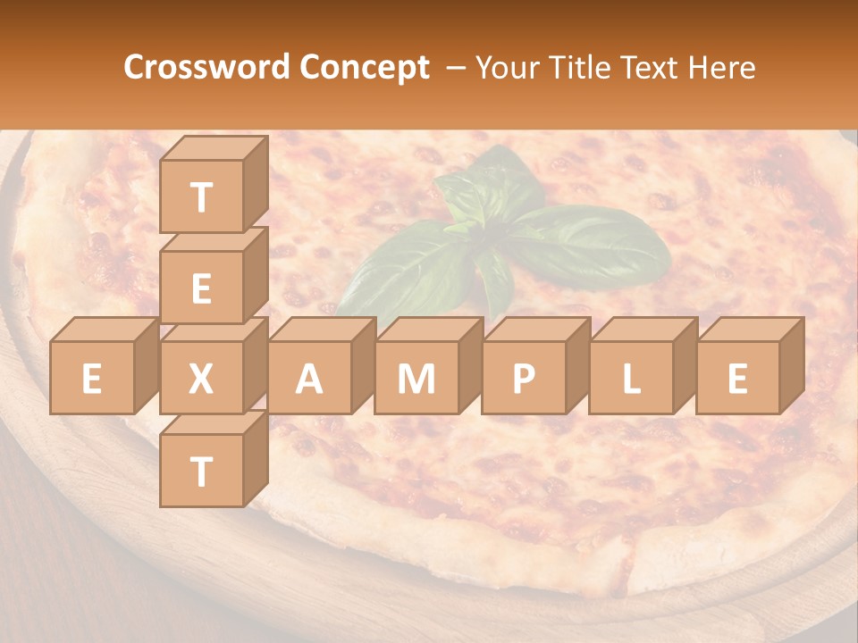 A Pizza On A Wooden Plate On A Table PowerPoint Template