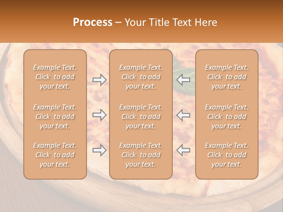 A Pizza On A Wooden Plate On A Table PowerPoint Template