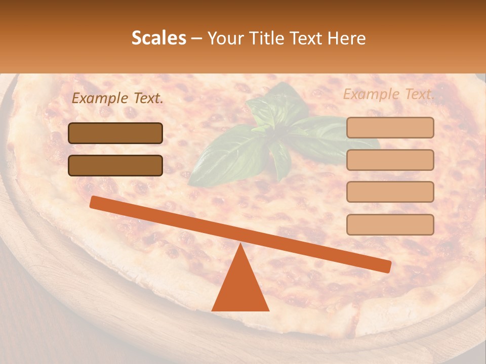 A Pizza On A Wooden Plate On A Table PowerPoint Template
