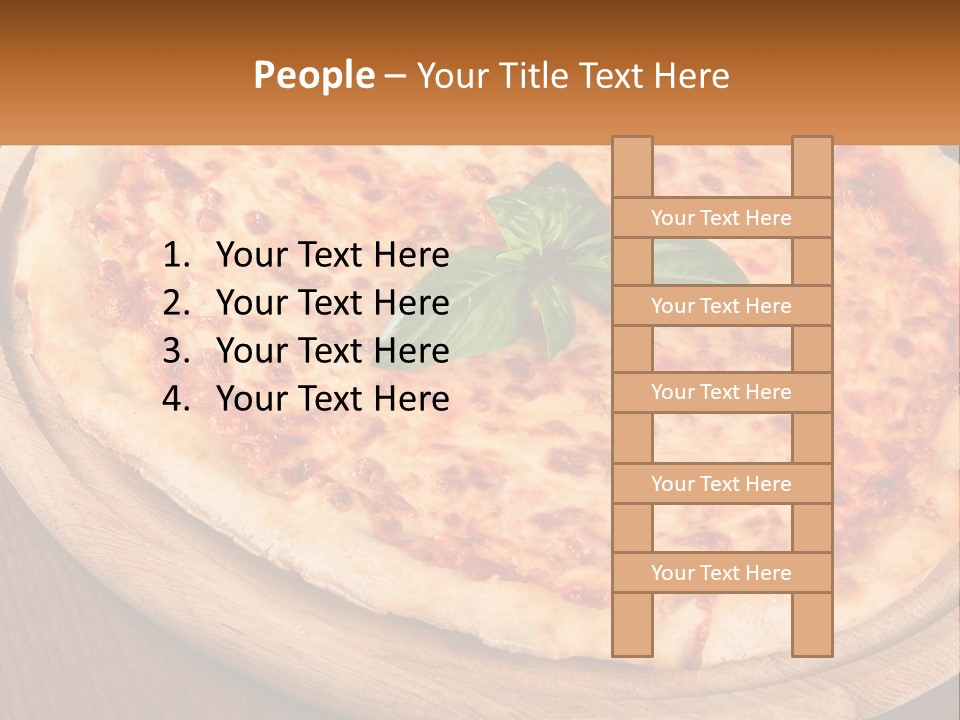 A Pizza On A Wooden Plate On A Table PowerPoint Template