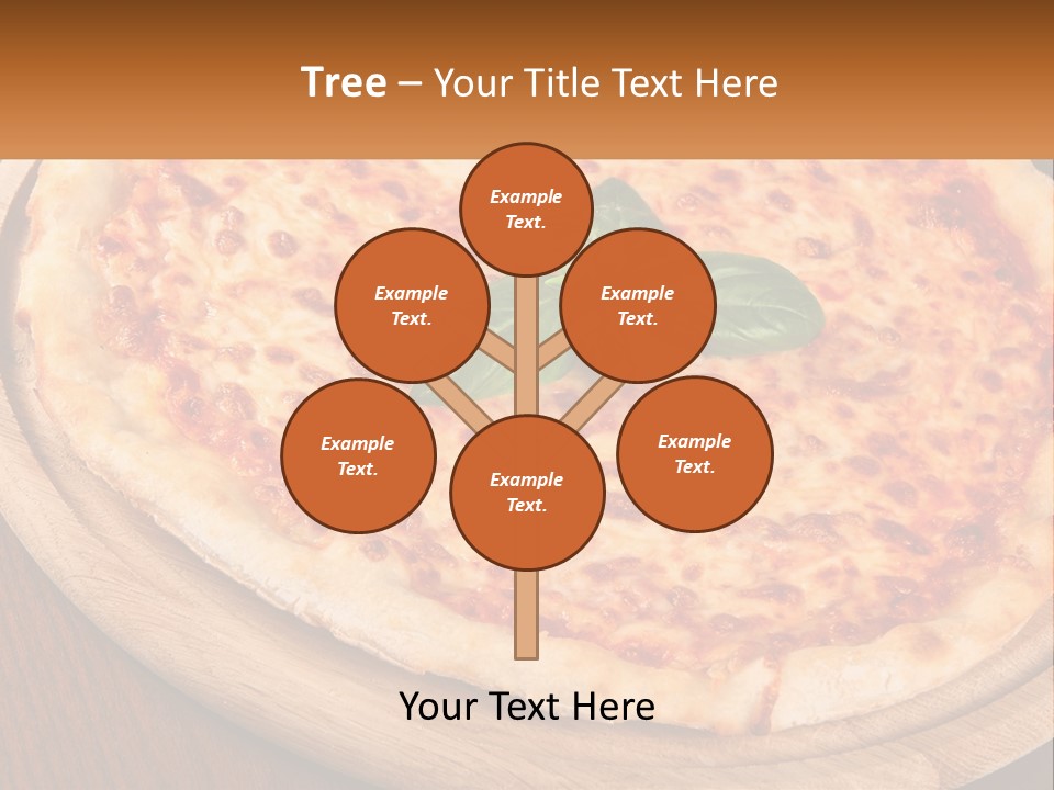 A Pizza On A Wooden Plate On A Table PowerPoint Template