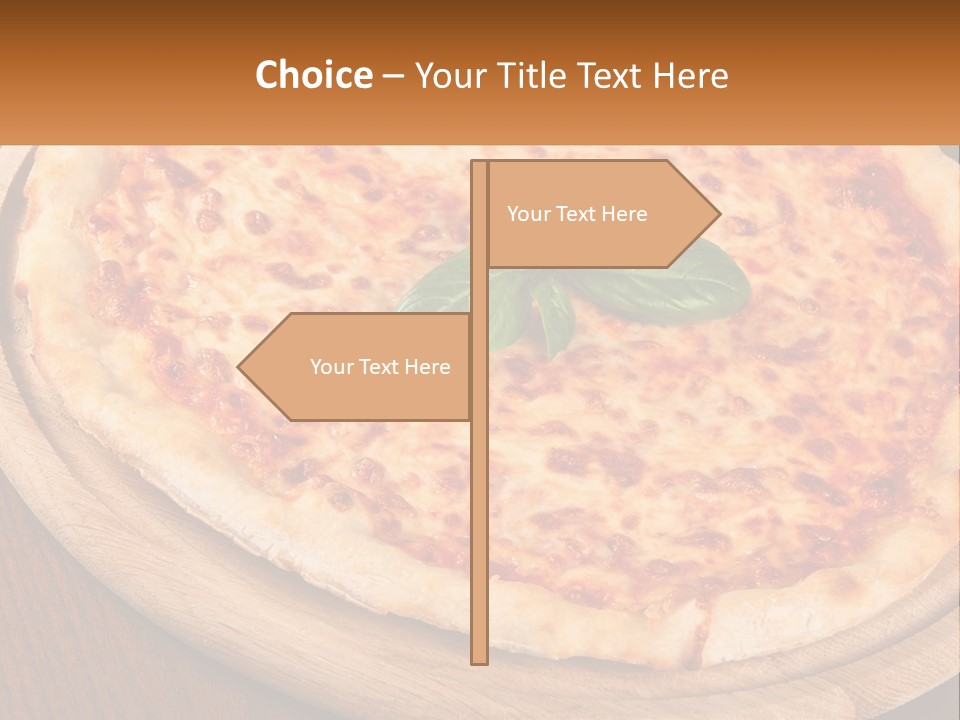 A Pizza On A Wooden Plate On A Table PowerPoint Template