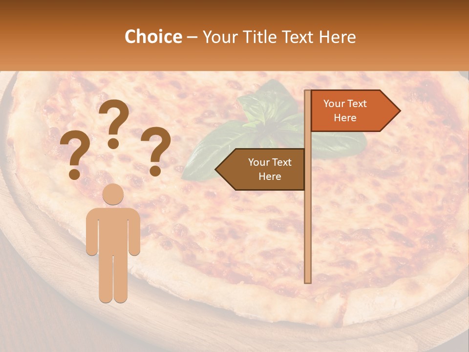 A Pizza On A Wooden Plate On A Table PowerPoint Template