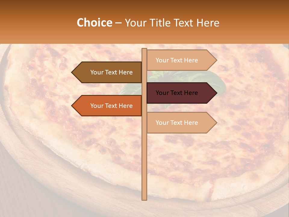 A Pizza On A Wooden Plate On A Table PowerPoint Template