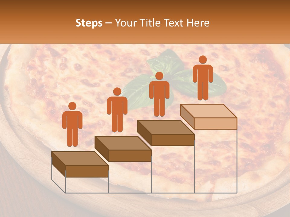 A Pizza On A Wooden Plate On A Table PowerPoint Template